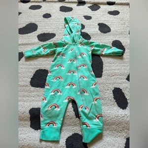 Zip up sweat romper with hoodie